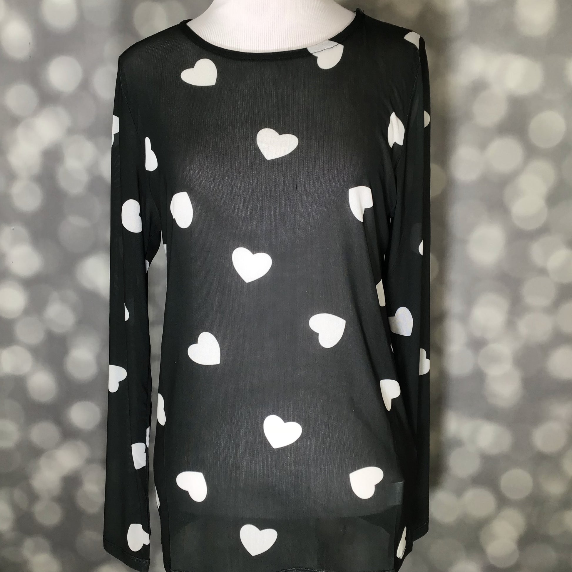 LuLaRoe LuLaRoe May Mesh Top - Midnight Heart Scatter 