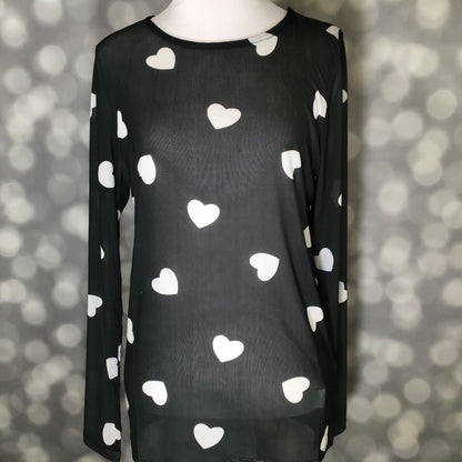 LuLaRoe LuLaRoe May Mesh Top - Midnight Heart Scatter 