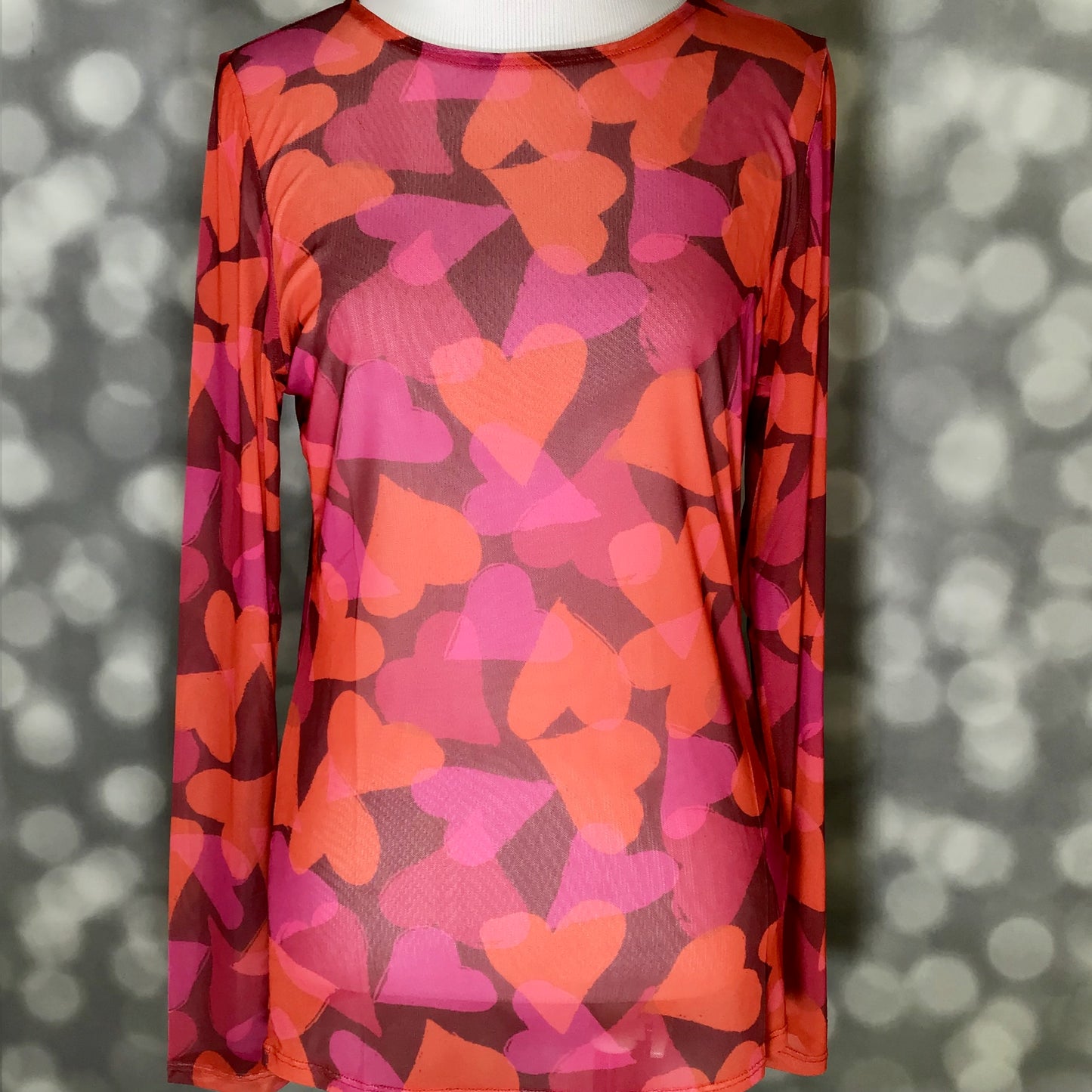 LuLaRoe LuLaRoe May Mesh Top - Crimson Heart Mosaic 