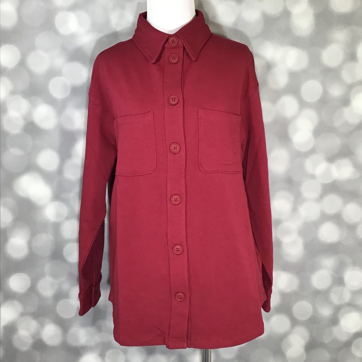 LuLaRoe LuLaRoe Myra Shacket - Solid Crimson Heritage 