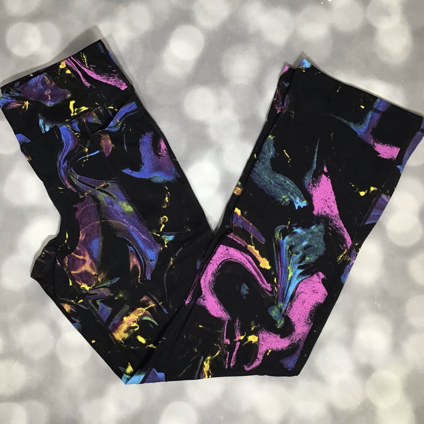 LuLaRoe RISE Passionate Yoga Pant 2.0 - Neon Noir Paintstroke Abstract 