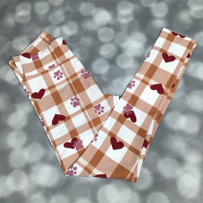LuLaRoe LuLaRoe Single Print Leggings - Honeyed Heart Gingham 
