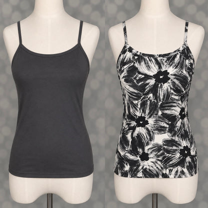 LuLaRoe Essential Cami 2-Pack - Solid Black + Black & Ivory Brushstroke Floral