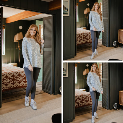 LuLaRoe Tina Mixed Media Long Sleeve Top Ivory Dusty Blue Paisley – additional product view