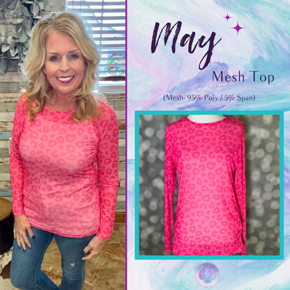 LuLaRoe LuLaRoe May Mesh Top - Blush Heartspot Leopard 