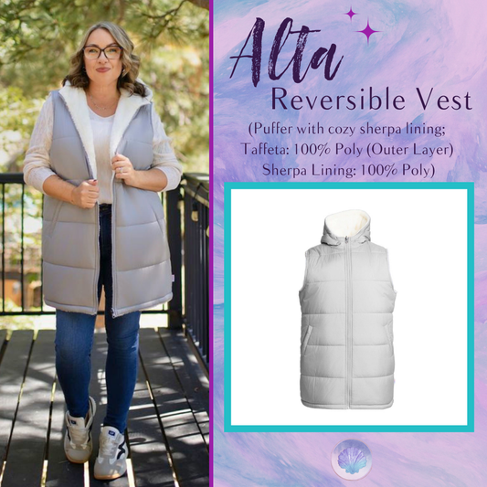 LuLaRoe Alta Reversible Long Vest in Solid Silver Gray, front product view