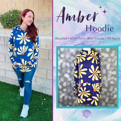 LuLaRoe LuLaRoe Amber Hoodie - Cobalt Daisy Pop 