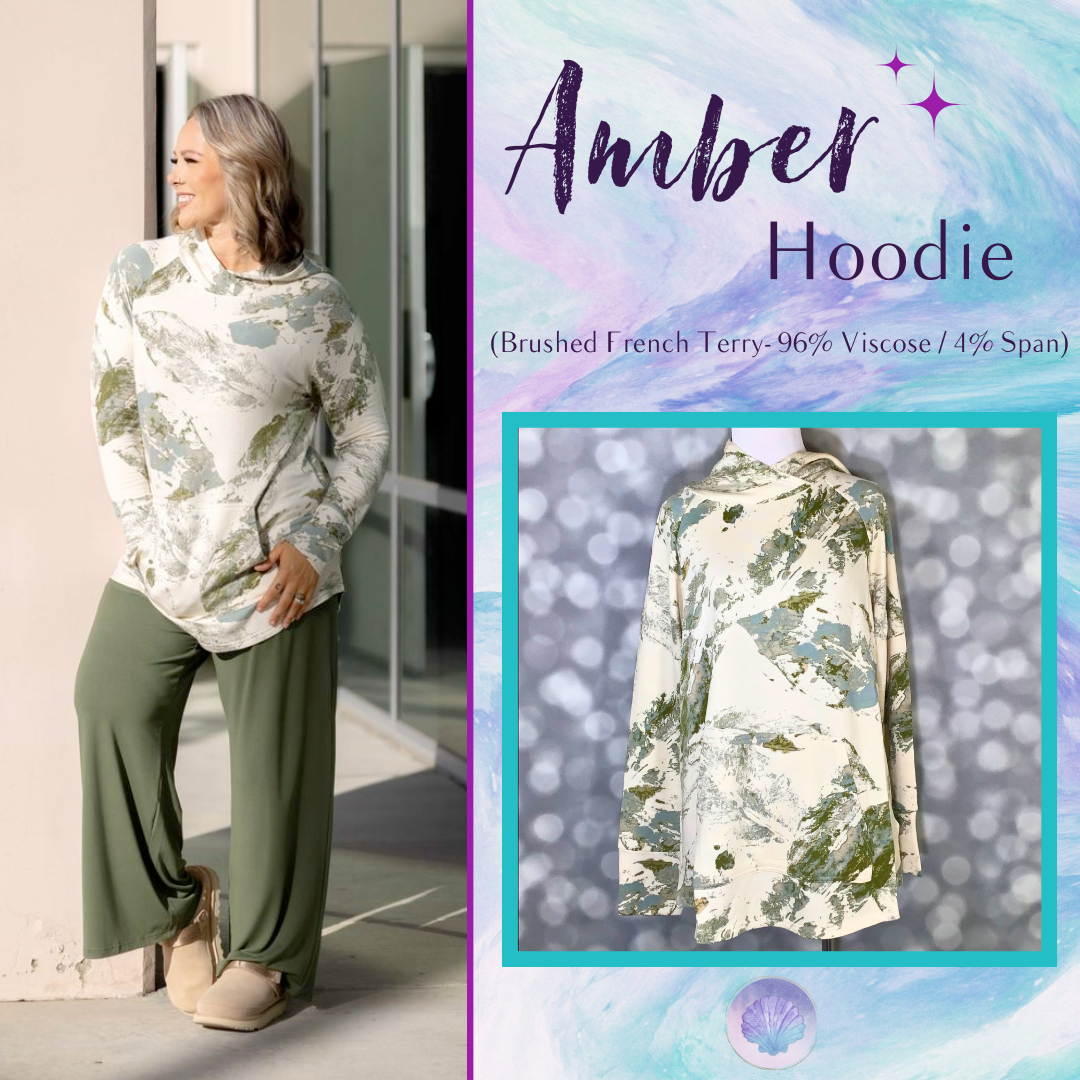 LuLaRoe LuLaRoe Amber Hoodie - Sage Stonewash Abstract 
