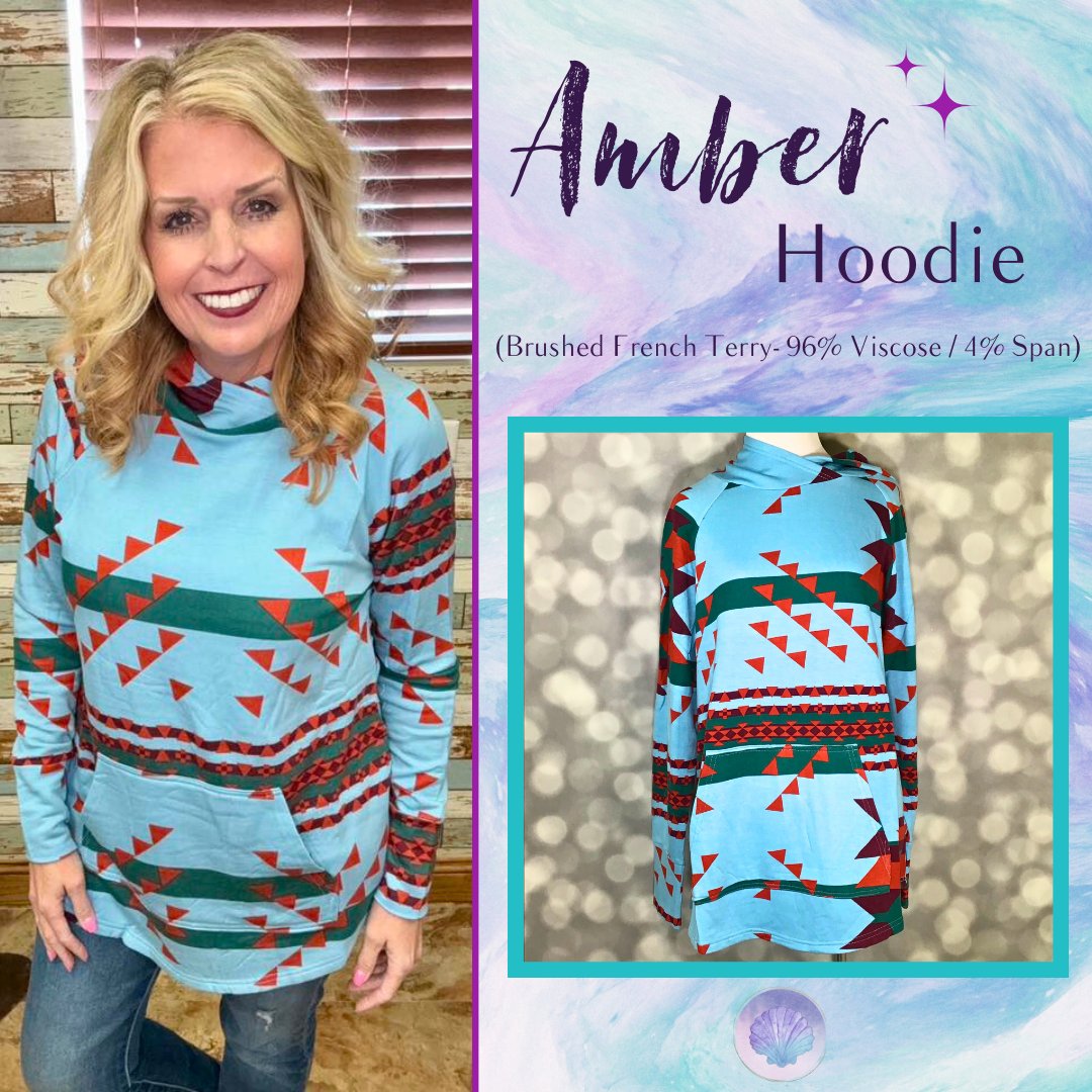 LuLaRoe LuLaRoe Amber Hoodie - Teal Mesa Geometry 