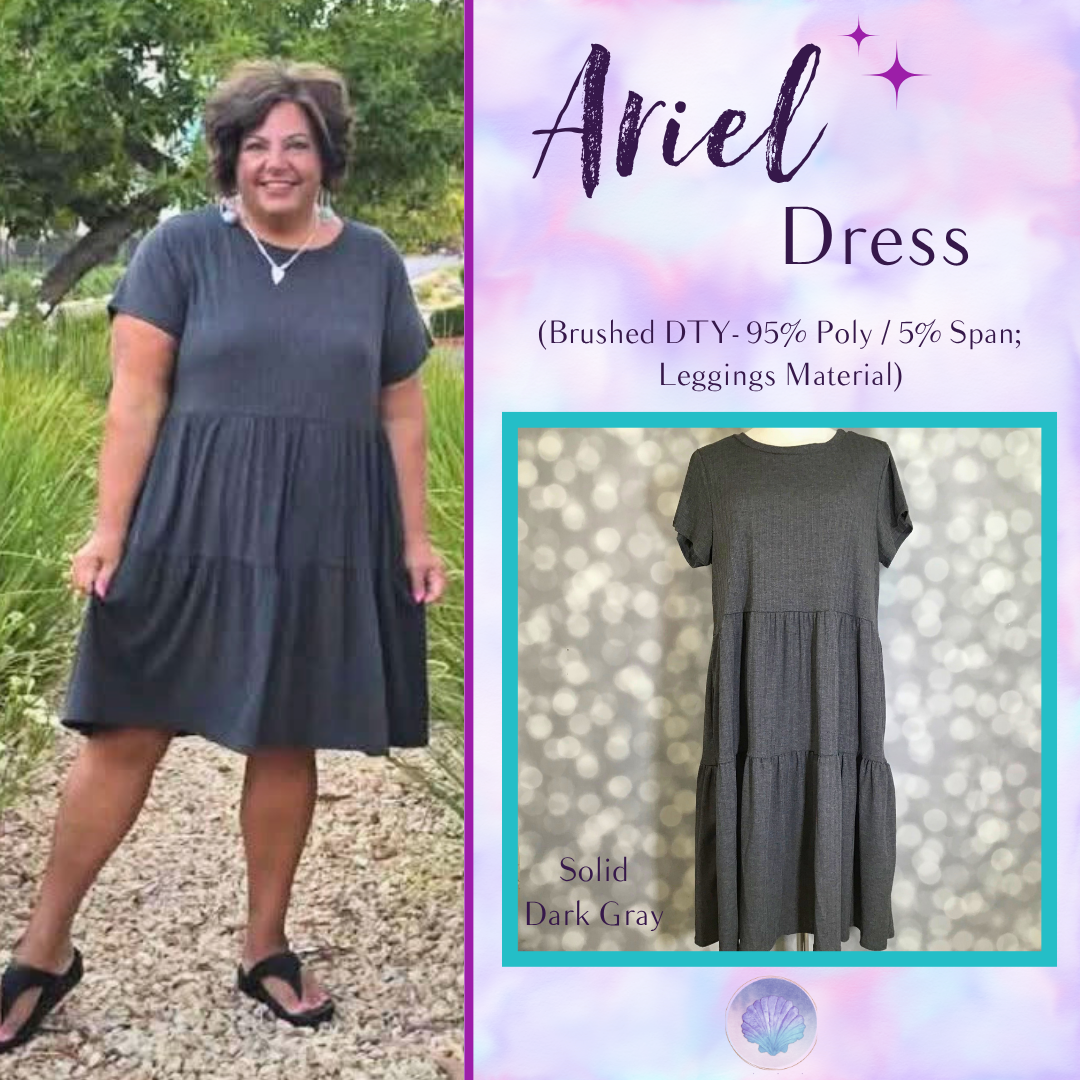 LuLaRoe Ariel Tiered Dress - Solid Deep Charcoal