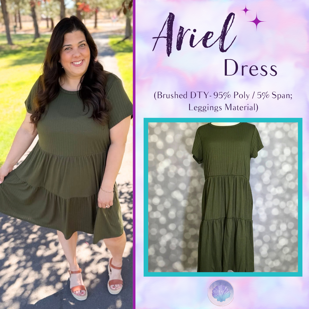 LuLaRoe Ariel Tiered Dress - Solid Deep Olive