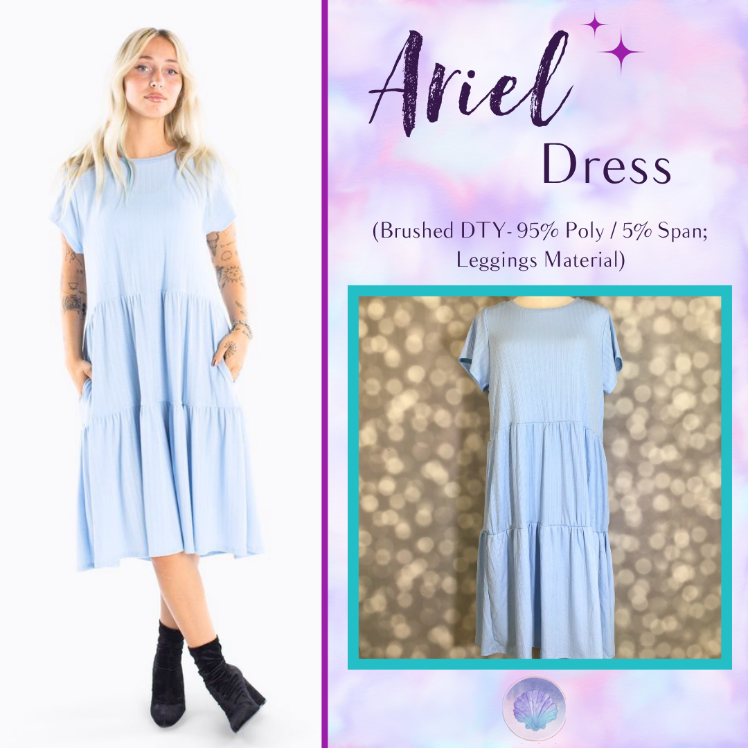 LuLaRoe Ariel Tiered Dress - Solid Powder Blue