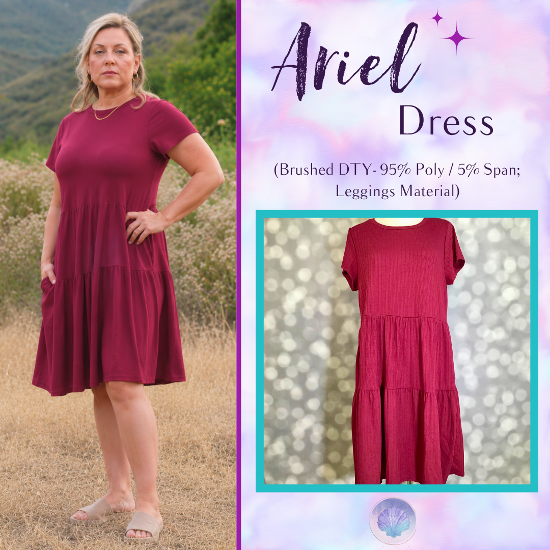 LuLaRoe Ariel Tiered Dress - Solid Raspberry Wine