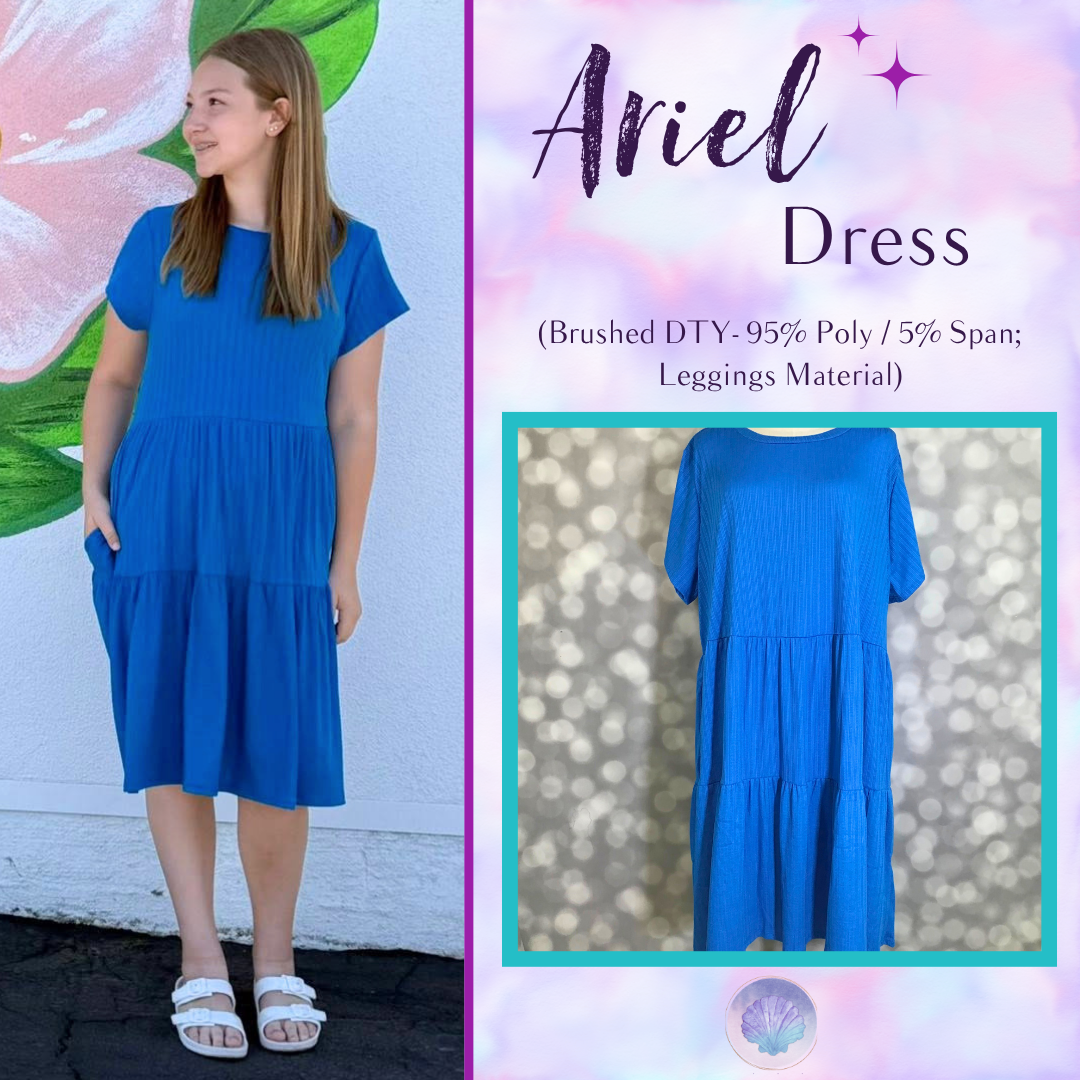 LuLaRoe Ariel Tiered Dress - Solid Sapphire Blue