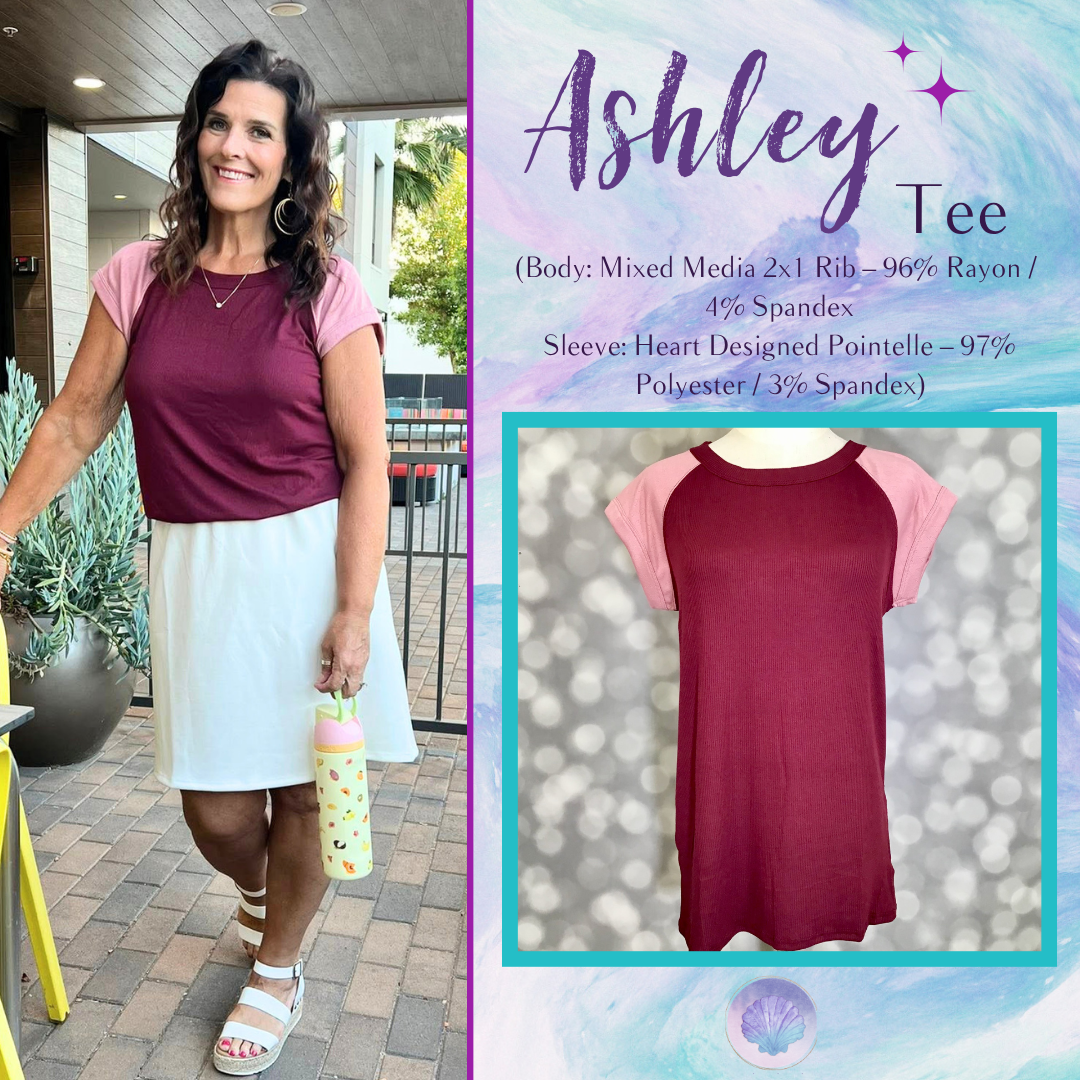 LuLaRoe Ashley Raglan T - Berry Blossom