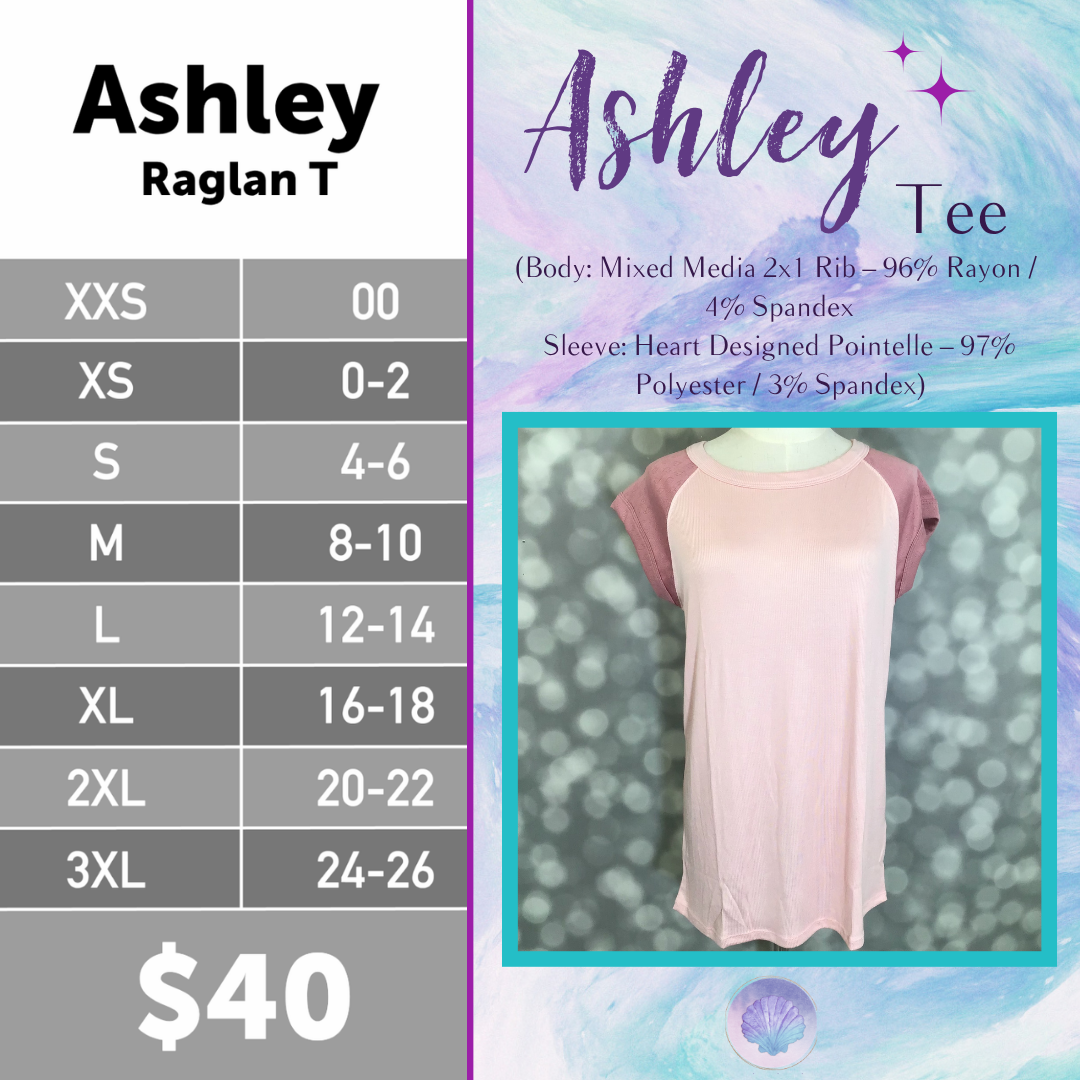 LuLaRoe Ashley Raglan T - Dusty Rose Blush