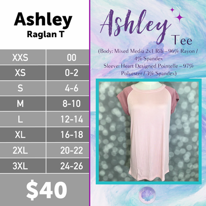 LuLaRoe Ashley Raglan T - Dusty Rose Blush