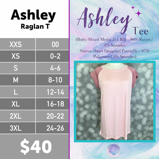 LuLaRoe Ashley Raglan T - Dusty Rose Blush
