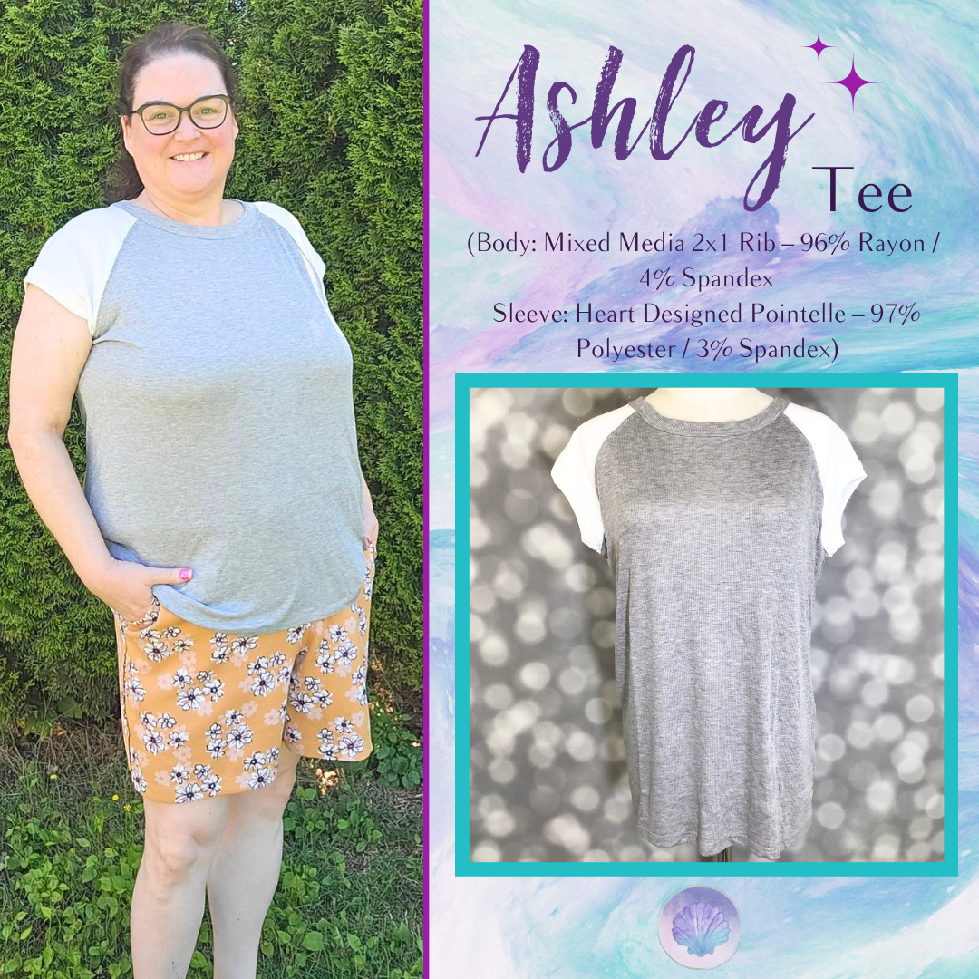 LuLaRoe Ashley Raglan T - Heather Gray & Ivory