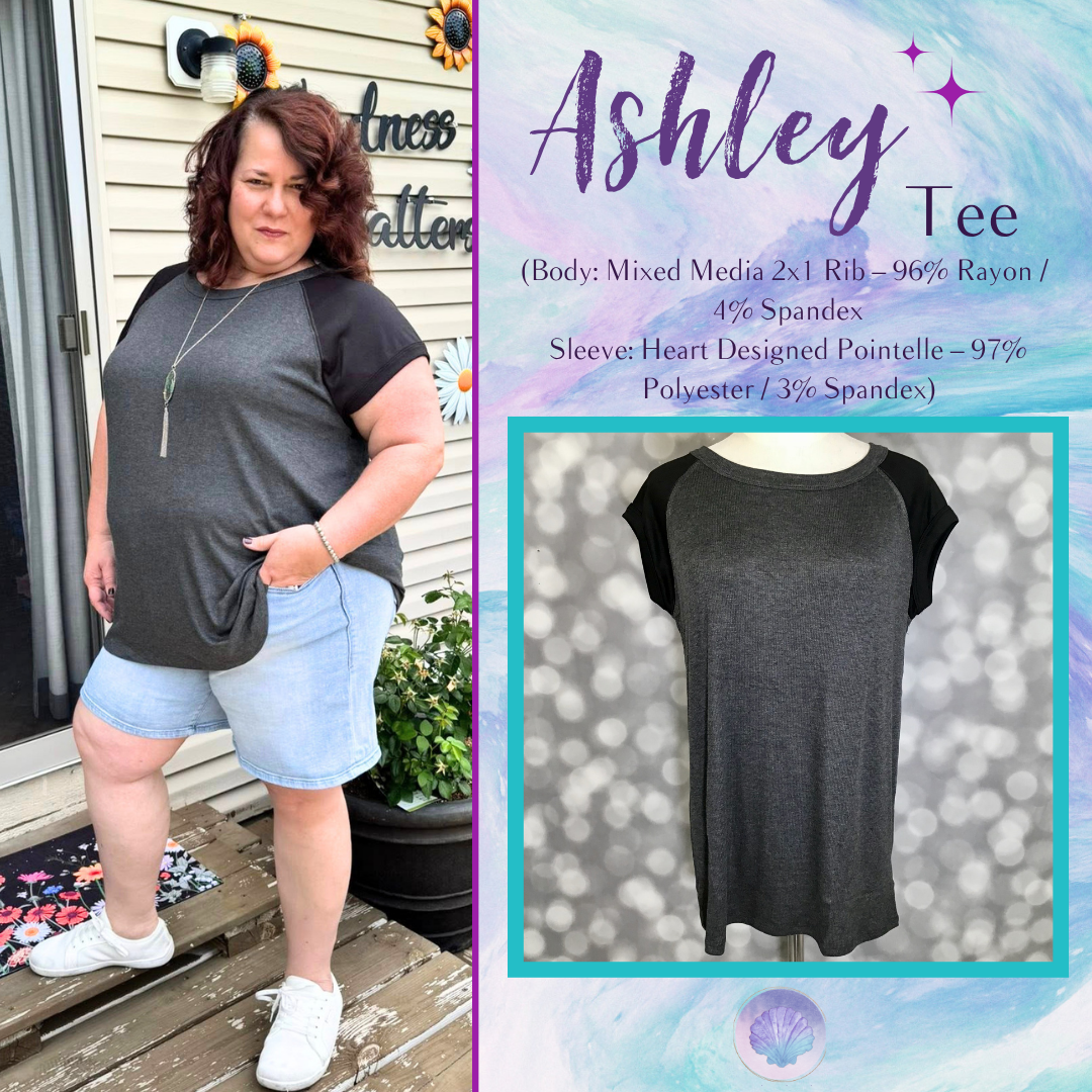 LuLaRoe Ashley Raglan T - Solid Deep Charcoal