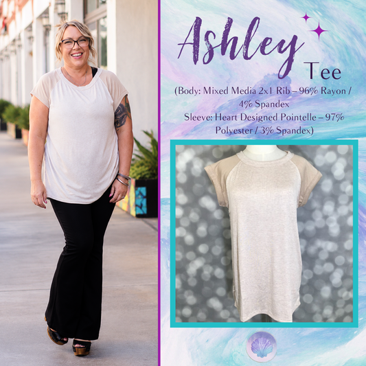 LuLaRoe Ashley Raglan T - Soft Taupe & Mushroom