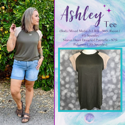 LuLaRoe Ashley Raglan T - Solid Olive Grove