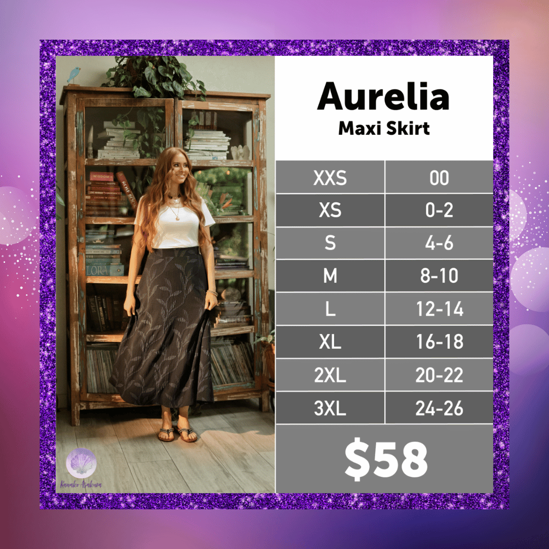 LuLaRoe Aurelia Maxi Skirt Size Chart XXS–3XL