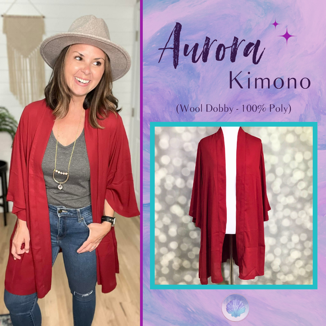 LuLaRoe Aurora bell sleeve kimono in solid crimson red