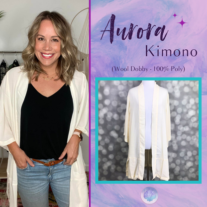LuLaRoe Aurora bell sleeve kimono in soft ivory
