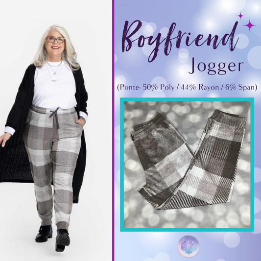 LuLaRoe LuLaRoe Boyfriend Jogger - Soft Gray Neutral Plaid 