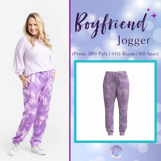 LuLaRoe Boyfriend Jogger - Purple Watercolor Floral