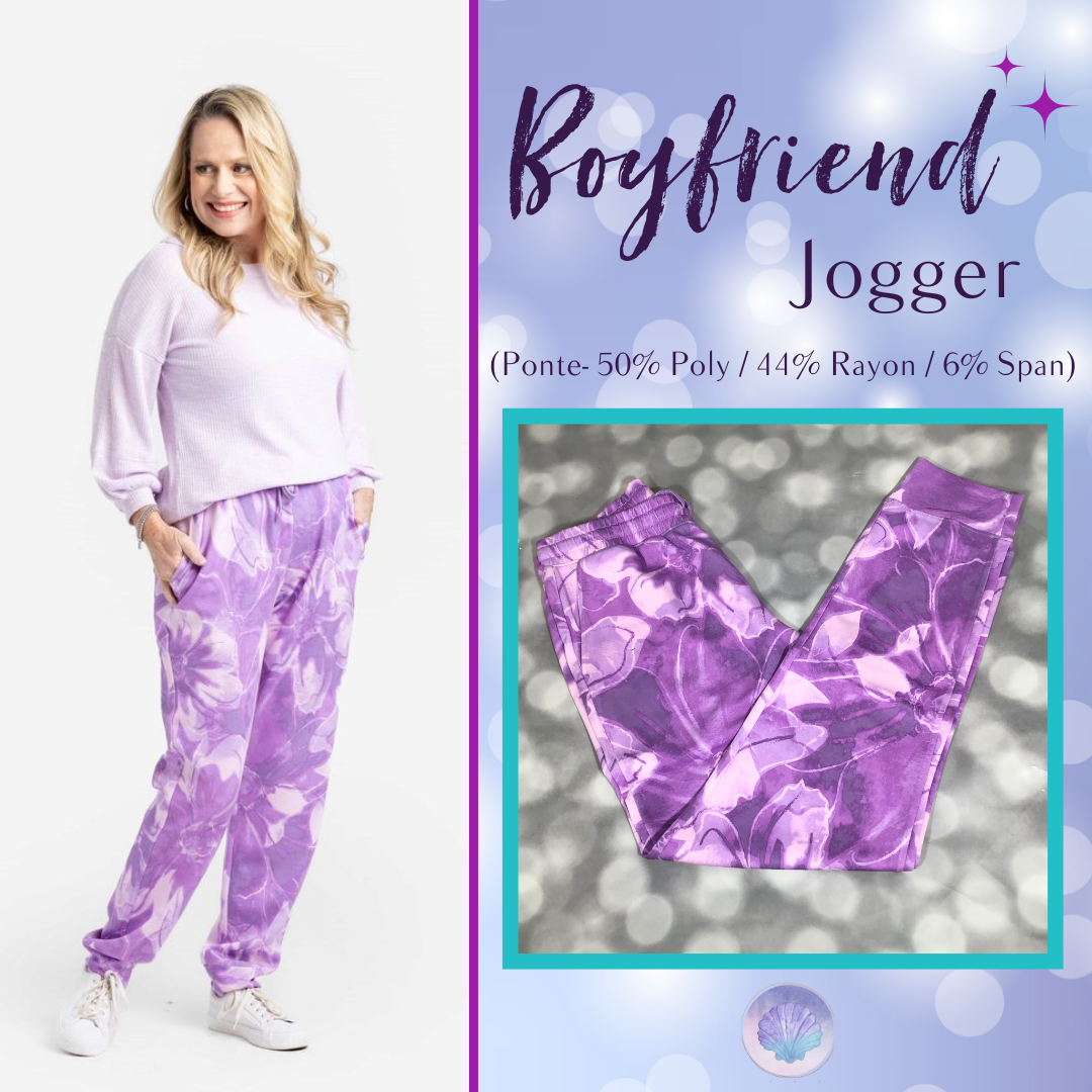 LuLaRoe LuLaRoe Boyfriend Jogger - Purple Watercolor Floral 