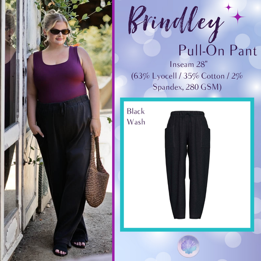 LuLaRoe Brindley Black wash women's barrel-leg pull-on pants - product photo 1