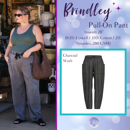 LuLaRoe Brindley Charcoal wash women's barrel-leg pull-on pants - product photo 1
