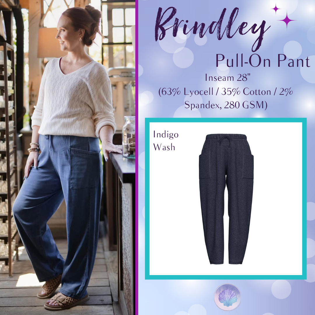 LuLaRoe Brindley Indigo wash women's barrel-leg pull-on pants - product photo 1