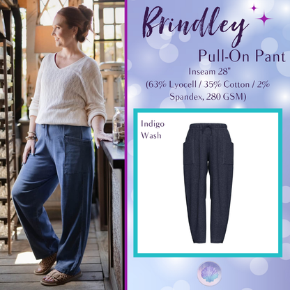 LuLaRoe Brindley Indigo wash women's barrel-leg pull-on pants - product photo 1