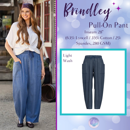 LuLaRoe Brindley Light wash women's barrel-leg pull-on pants - product photo 1
