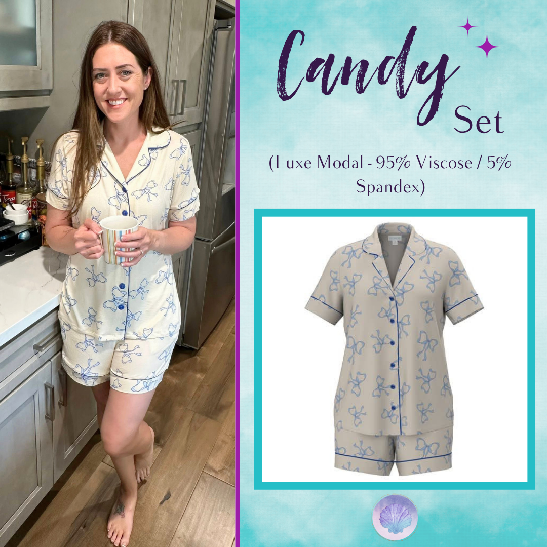 LuLaRoe Candy PJ Set - Blue Ribbon Sketch
