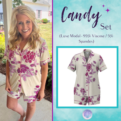 LuLaRoe Candy PJ Set - Orchid Garden Sketch