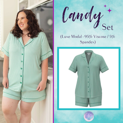 LuLaRoe Candy PJ Set - Mint Cabana Stripe