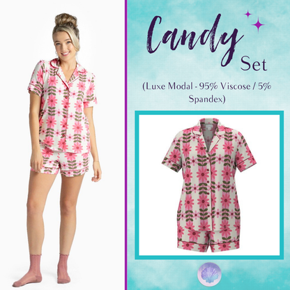 LuLaRoe Candy PJ Set - Pink Daisy Parade