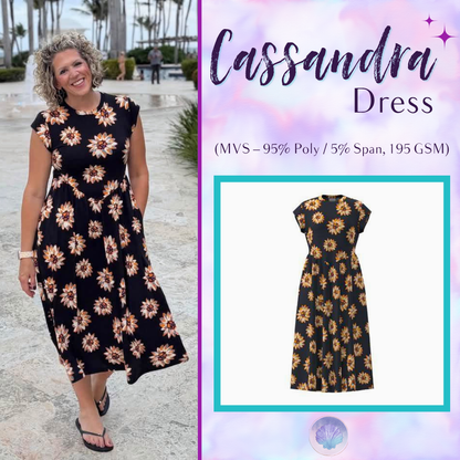 LuLaRoe Cassandra Cap Sleeve Midi Dress – Black with Rust Orange & Ivory Daisy Floral – view 1