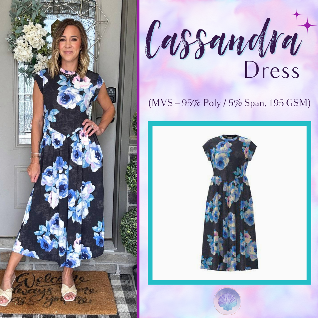 LuLaRoe Cassandra Cap Sleeve Midi Dress – Charcoal Black with Blue & Blush Pink Watercolor Roses – view 1