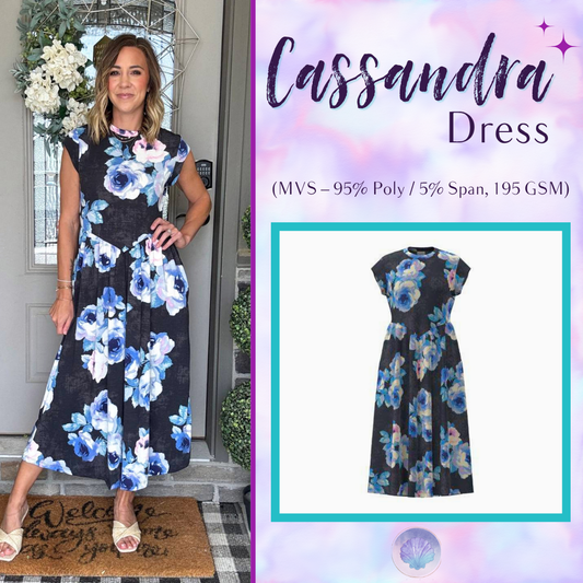 LuLaRoe Cassandra Cap Sleeve Midi Dress – Charcoal Black with Blue & Blush Pink Watercolor Roses – view 1