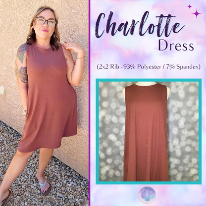 LuLaRoe Charlotte Dress - Solid Cocoa Brown Sleeveless A-Line Dress with Pockets