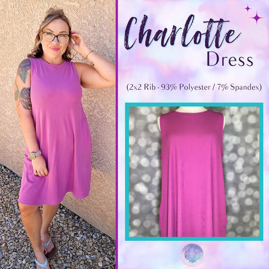 LuLaRoe Charlotte Dress - Solid Orchid Pink Sleeveless A-Line Dress with Pockets