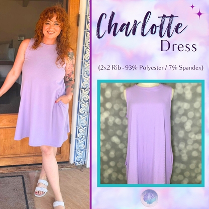 LuLaRoe Charlotte Dress - Solid Soft Lavender Sleeveless A-Line Dress with Pockets