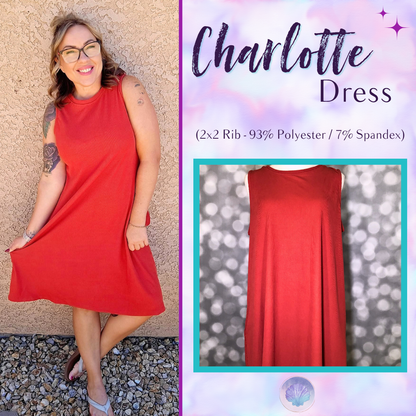 LuLaRoe Charlotte Dress - Solid Terracotta Sleeveless A-Line Dress with Pockets