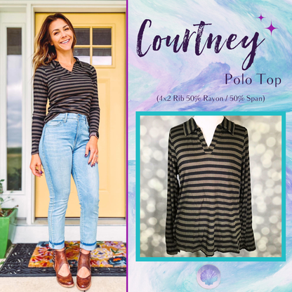 Courtney - Black & Olive Horizontal Stripe