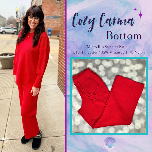 LuLaRoe Cozy Carma Bottom - Solid Holiday Crimson